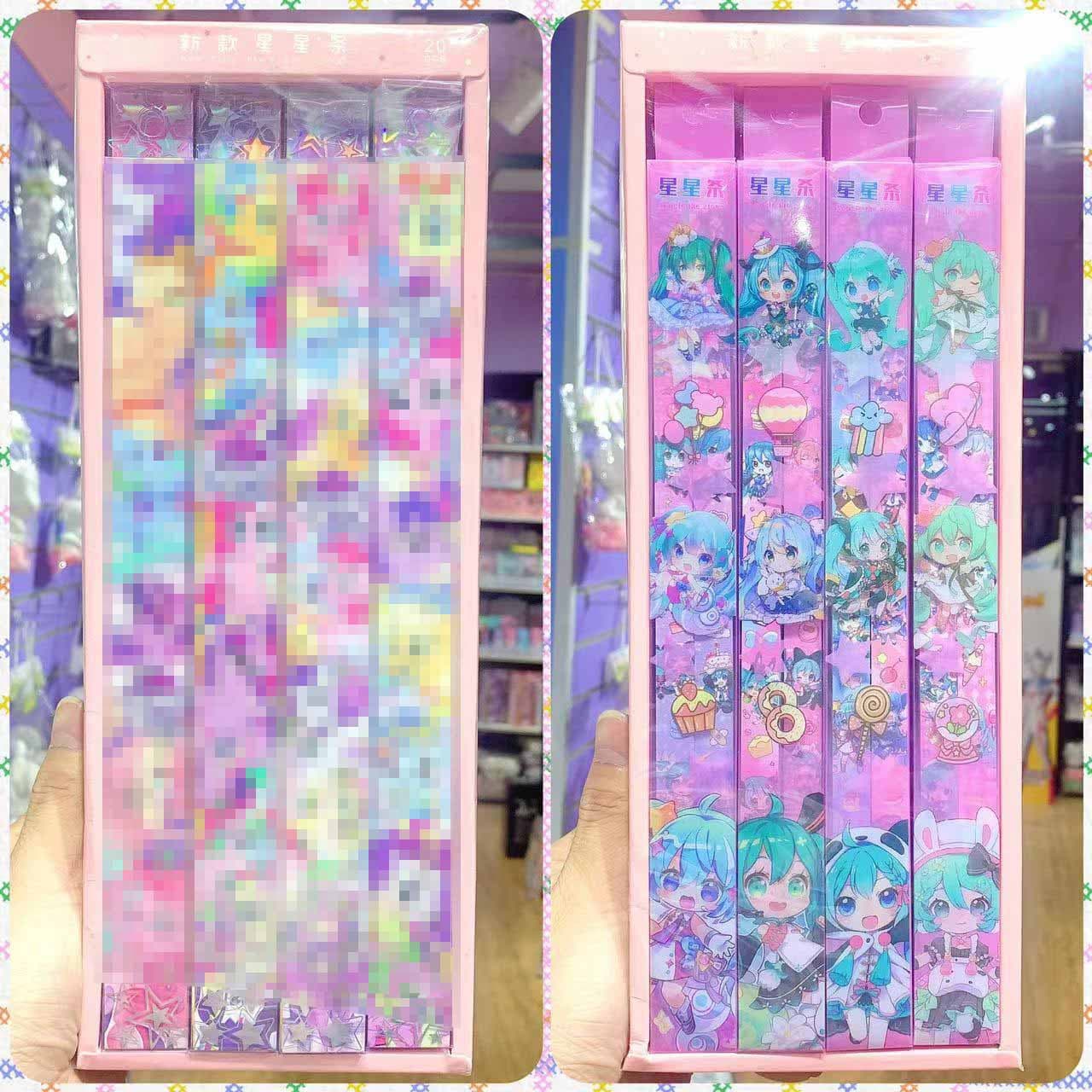 Cartoon Hatsune PVC Two-Piece Star Strip Capybara Pattern Star Handmade Origami DIY Beautiful Girl Fluorescent