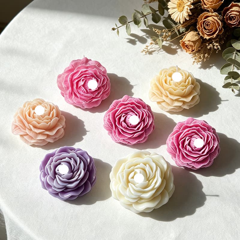 Peony rose flower scented candle silicone mold DIY handmade soap plaster diffuser stone mold wholesale