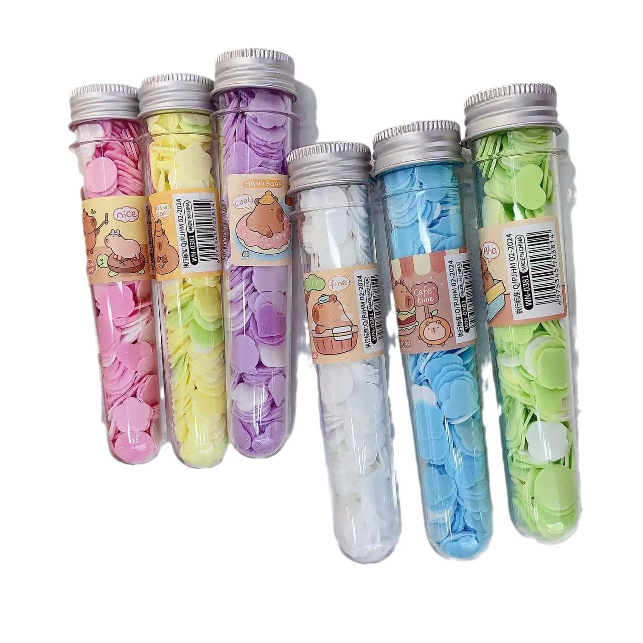 Sanrio Test Tube Soap Flower Student Outdoor Portable Hand Washing Sheets Travel Disposable Bottled Flower-Shaped Soap Flakes