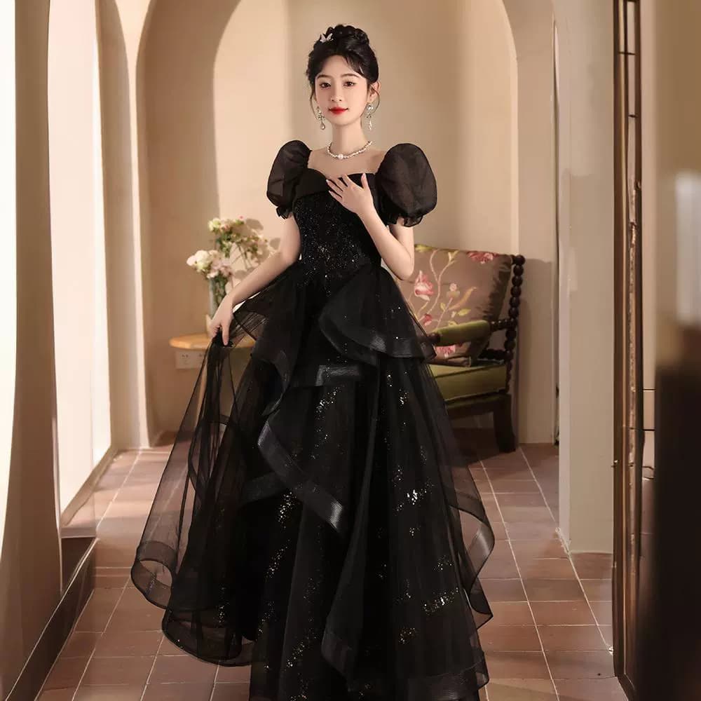 Black evening dress for women 2026 new light luxury adult ceremony art exam graduation princess dress skirt high-end niche performance
