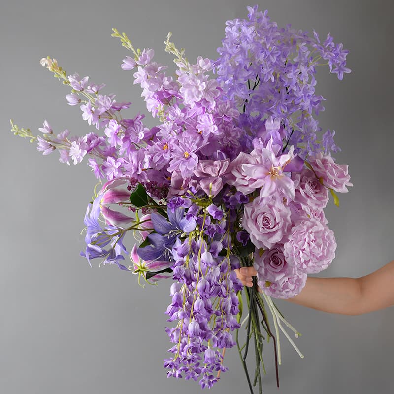Purple Wedding Flower Arrangement Artificial Flowers for Wedding Venue Hotel Decoration Faux Floral Soft Decor Silk Flowers Trust Management