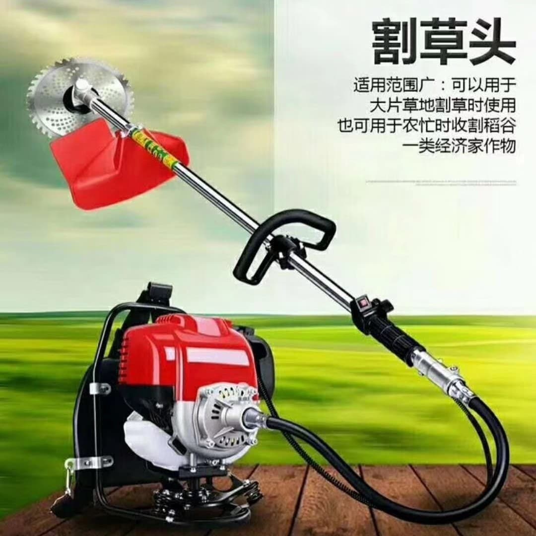 Four-Stroke Backpack Grass Trimmer Weeder Gasoline Imported Soil Loosening Lawn Mower Brush Cutter with Cutting Attachment