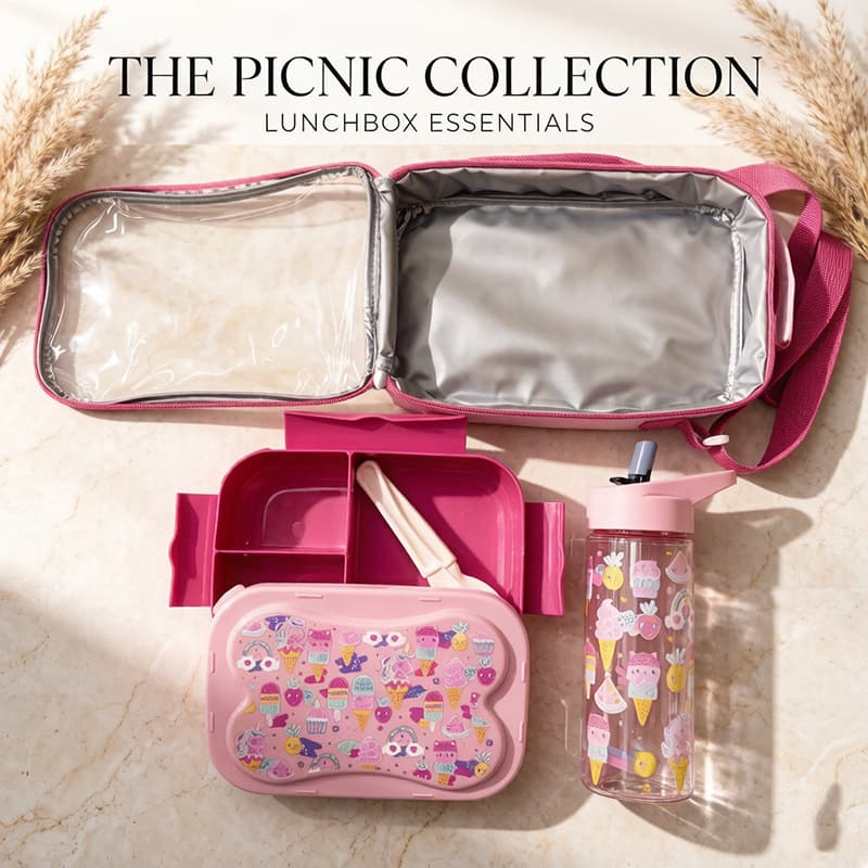 Cross-border children's cartoon lunch box set, insulated lunch box, divided lunch box, water cup, three-piece set, student lunch box