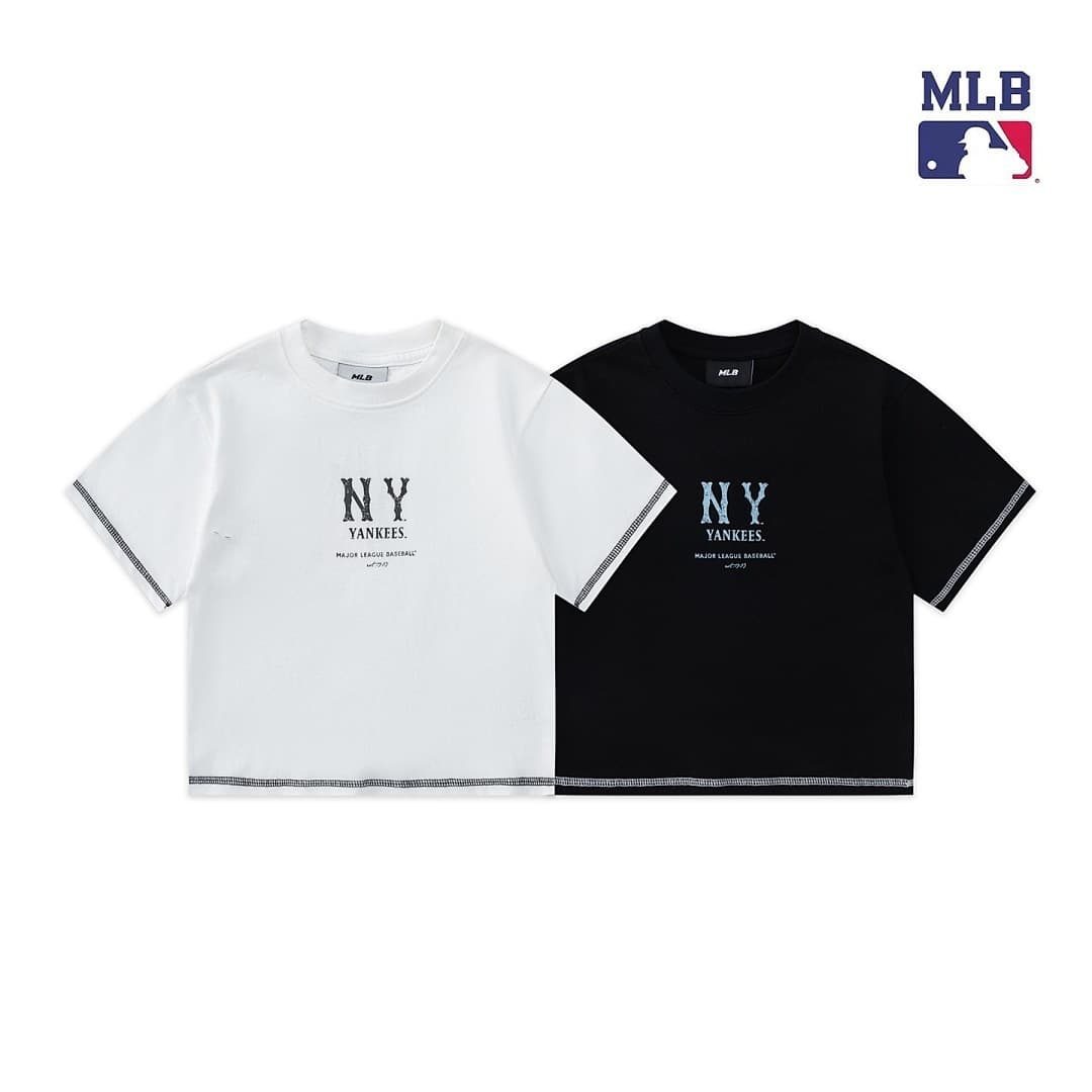 High Version MLB Spring/Summer New Style Streetwear Women's Crop Top Trendy Loose Fit Printed Short T-Shirt