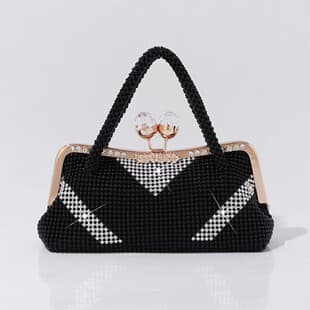 New Cross-Border Vintage Contrast Color Aluminum Bead Evening Bag, European and American Fashion Pearl Evening Party Handbag, Wholesale Stock Available