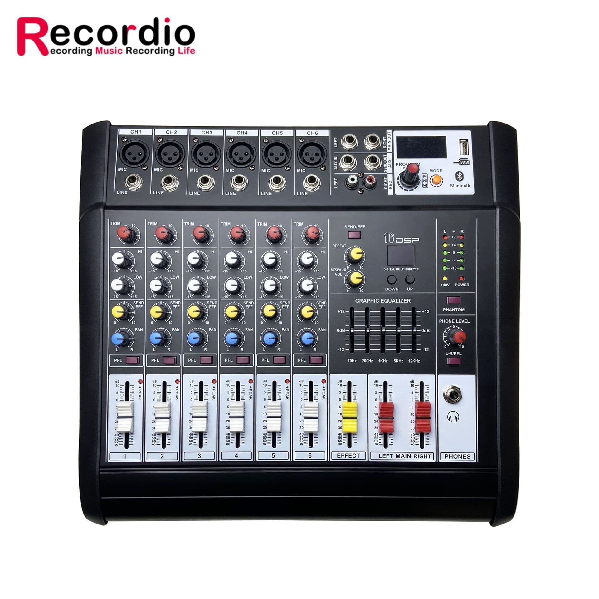 GAX-802D Professional Digital Audio Mixer with Amplifier KTV Conference Multi-channel Bluetooth Mixer