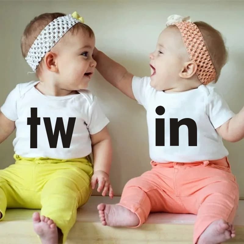 Pure cotton baby rompers twin clothing twin cute funny printed short sleeves