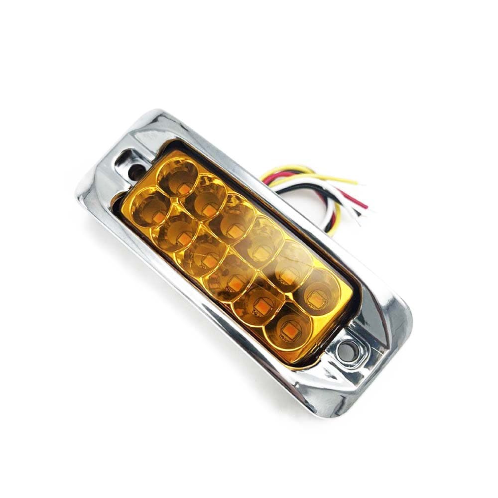 Truck Side Marker Light Chrome Signal Light, Truck Indicator Light with 12-LED Strobe, 12-24V Universal