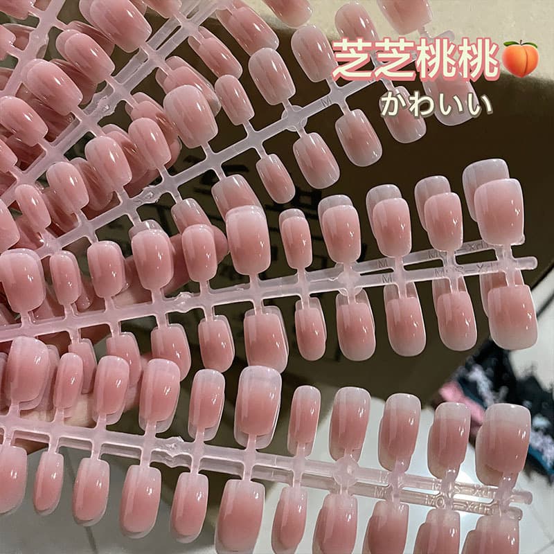 Gentle Peach Blush Semi-Finished Handmade Gel Nail Polish Spray Pre-Cut Nail Tips Wearable Nails Whitening