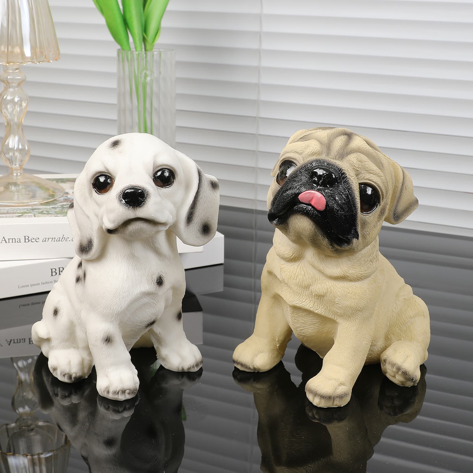 Cute Resin Dog Figurine Basket Storage Ornament for Export Cross-border Home Decor Poodle Pug Bulldog Decoration