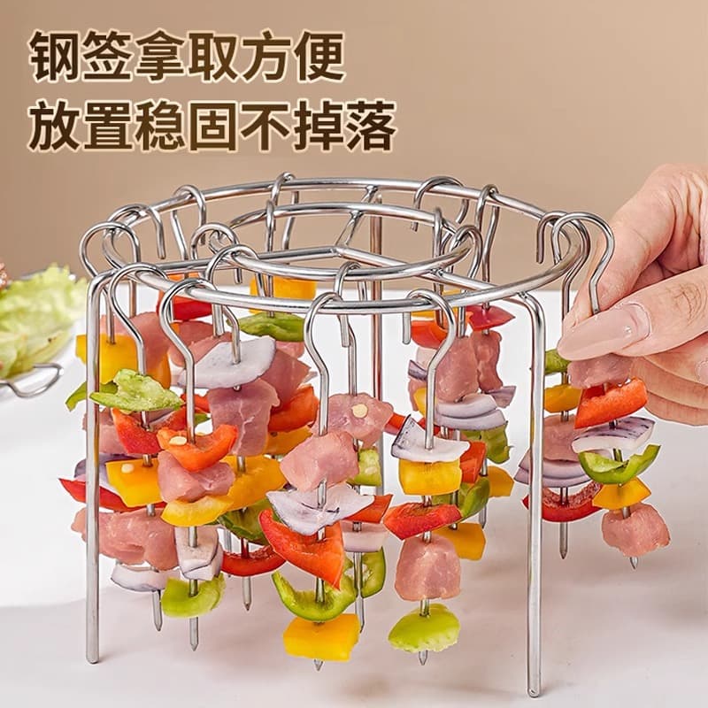 316 Air Fryer Grill Rack Household Oven Stainless Steel Hanging Rack Vertical BBQ Skewer Rack for Meat Grilling
