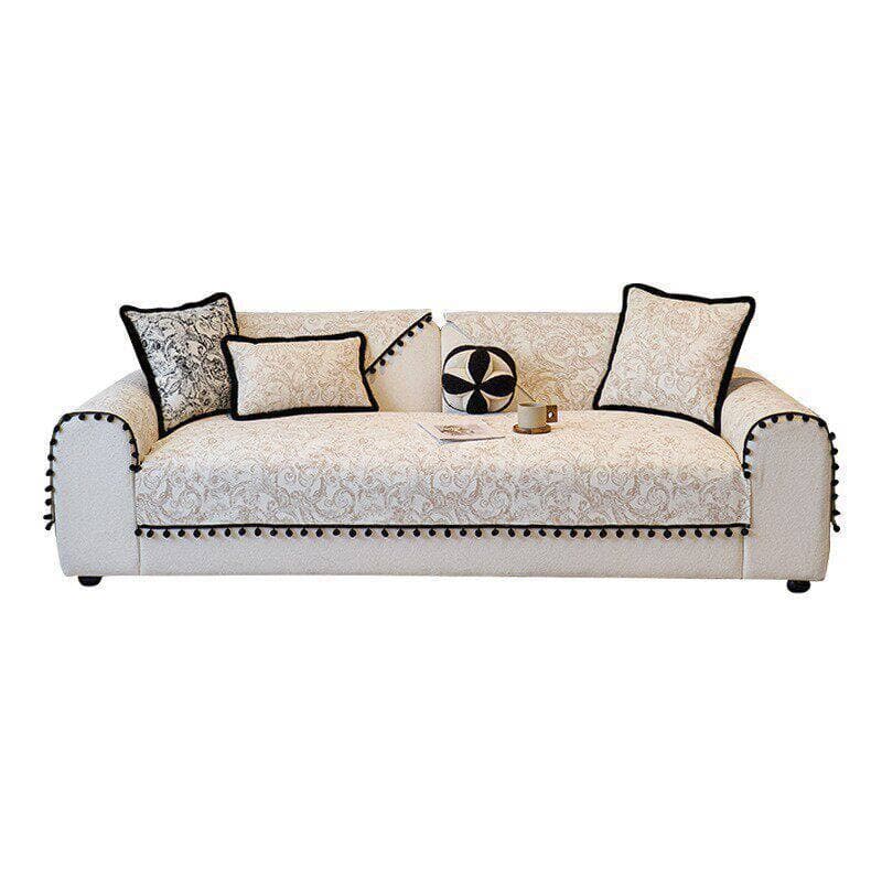 French Vintage Chenille Sofa Cushion, Four-Season Universal 2026 New Model Straight Sofa Seat Cushion Fixed Non-Slip Cover Cloth