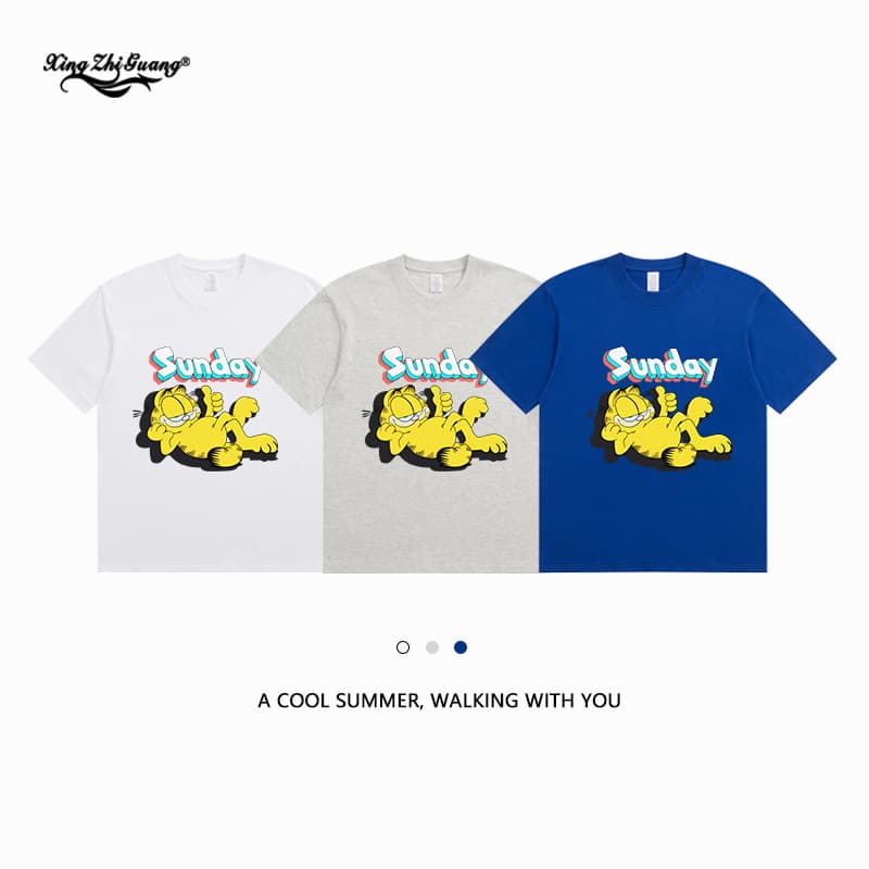 Garfield Short Sleeve T-Shirt Summer Unisex Comfortable Soft Crew Neck Short Sleeve Casual Daily Pure Cotton Tee