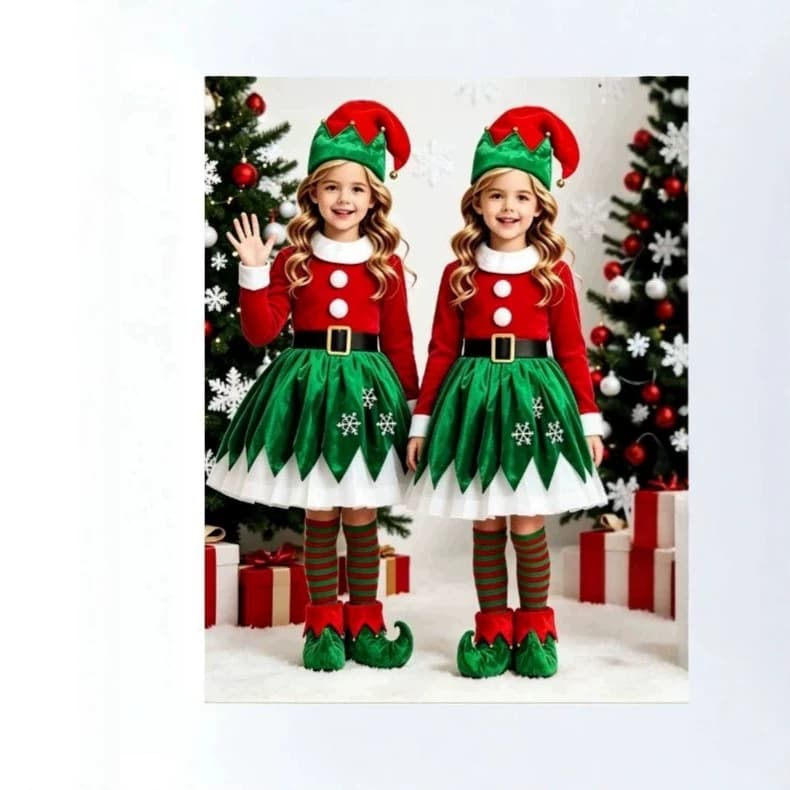 Christmas Elf Costume Santa's Helper Christmas Little Elf Costume Christmas Party Costume