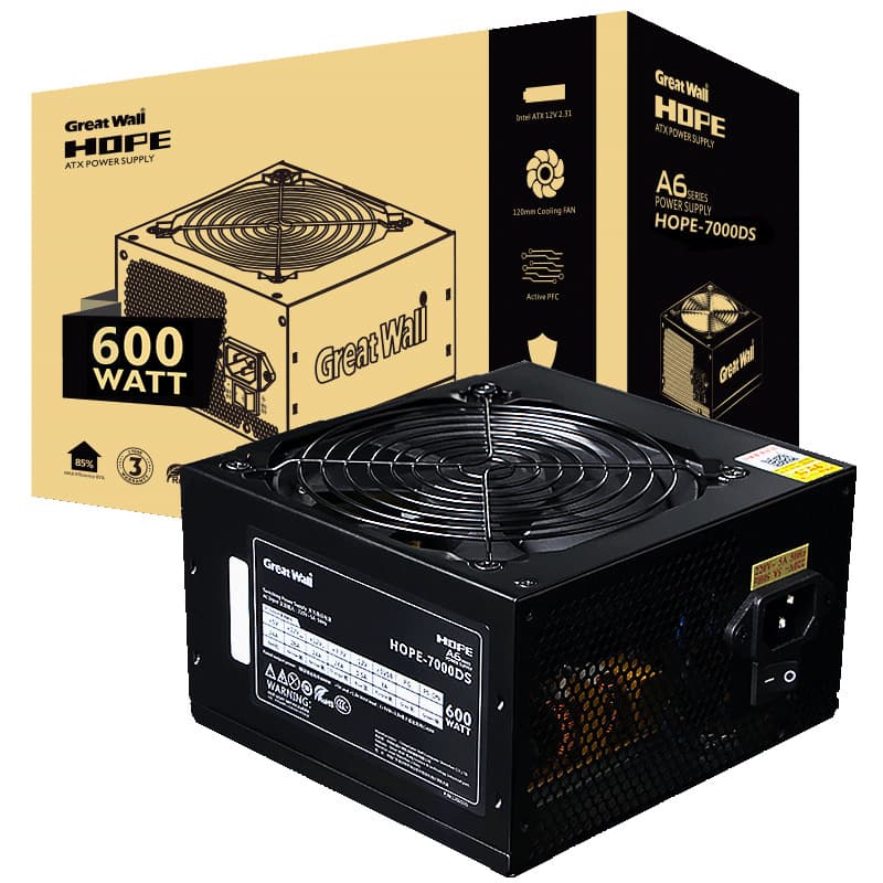 Great Wall HOPE-7000DS 600W Rated Desktop PC Power Supply (Gaming & Office Use) - In Stock