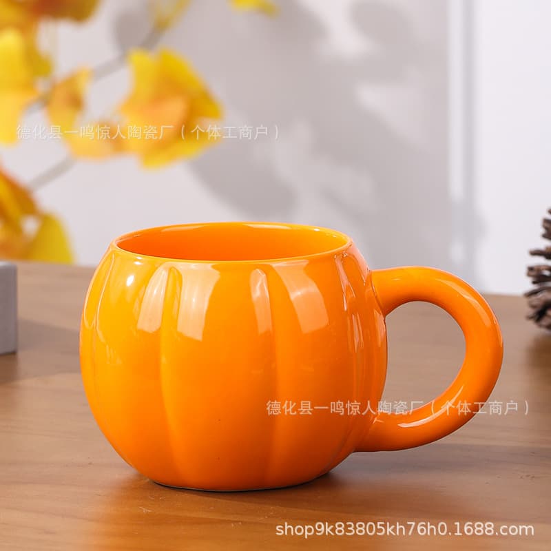 Halloween Cross-Border Ceramic Cute Pumpkin Mug Breakfast Cup Water Cup Creative Pumpkin Coffee Cup Milk Cup