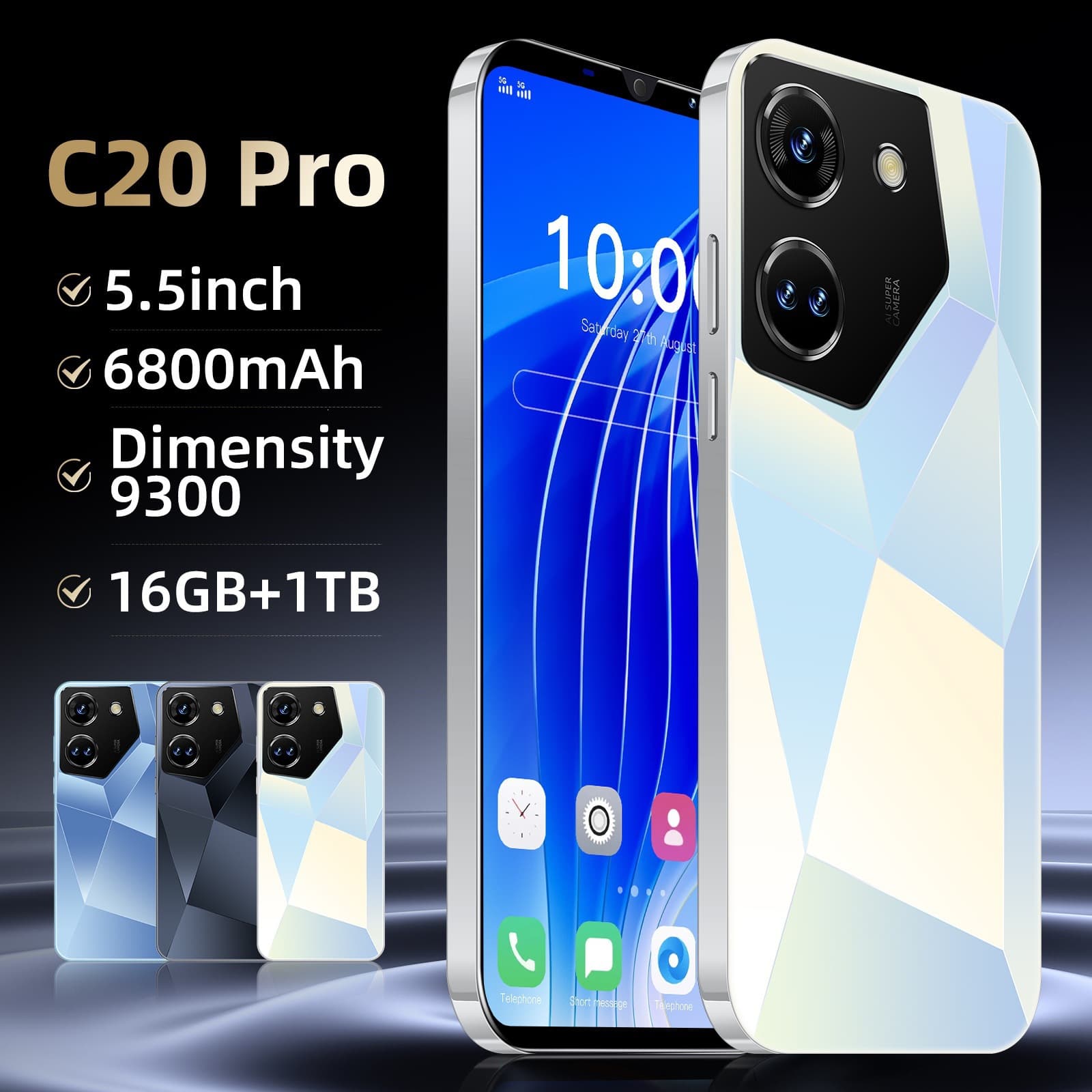 New C20 Pro cross-border mobile phone 1+8GB foreign trade 5.5-inch Android smartphone OZON dropshipping
