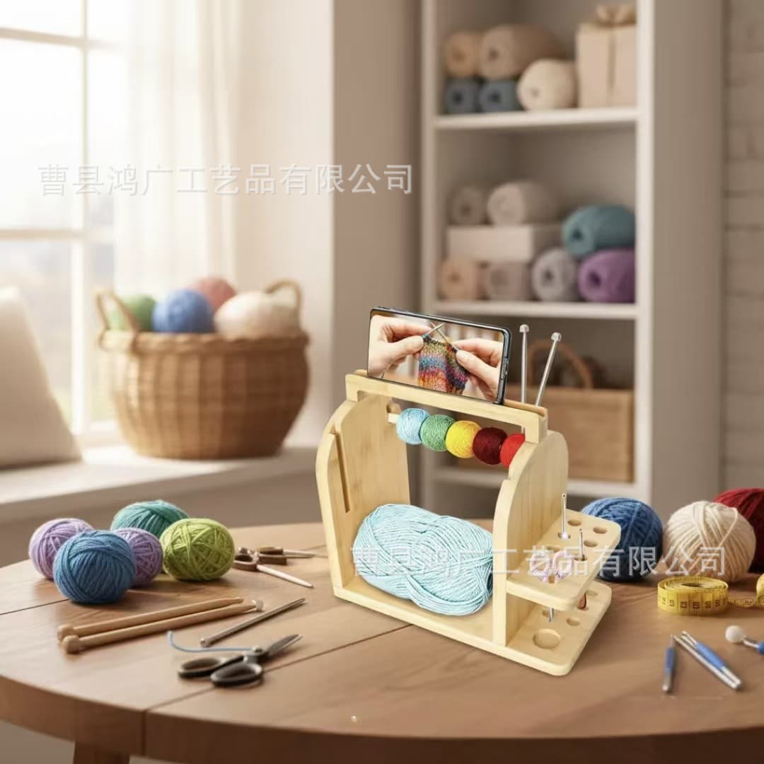 Cross-border wooden hand-knitted yarn rack removable biaxial yarn storage rack knitting crochet tool rack