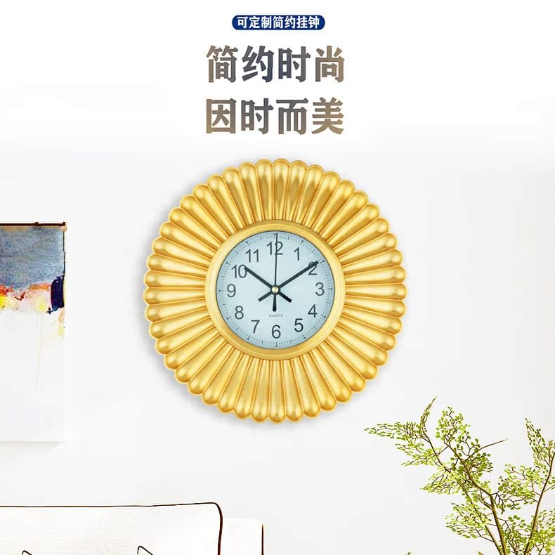 Wall clock for living room, simple and creative, modern and stylish, 3D stereoscopic clock, thin-edged wall clock, gold.