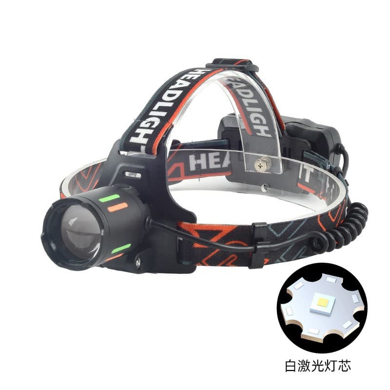 Cross-border New White Laser High-Power Flashlight Long-Range Headlamp USB Rechargeable Outdoor LED Night Fishing Exploration Light