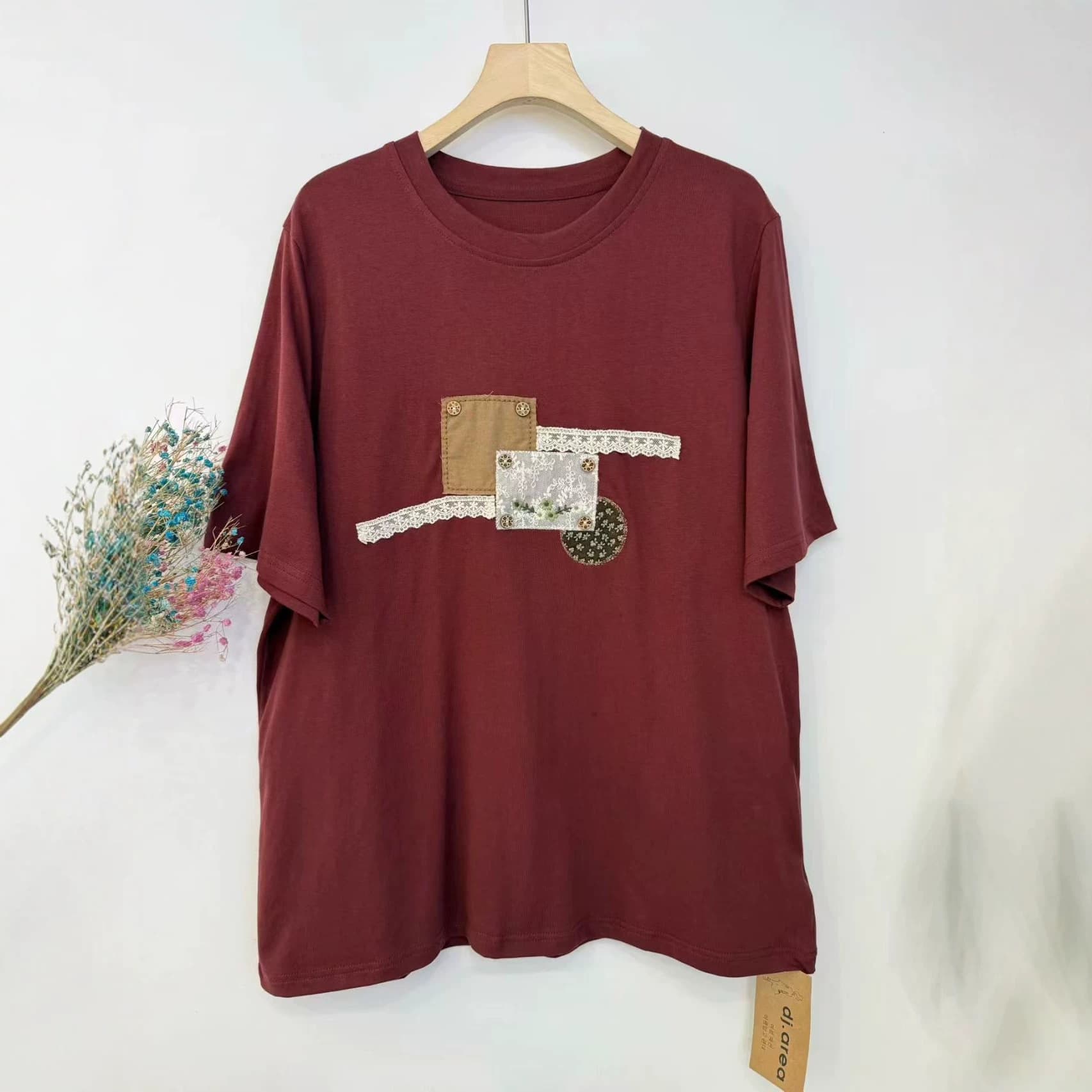 2026 Summer New Women's Round Neck Japanese-Style Cotton T-Shirt Loose Pullover Short-Sleeve Artistic Style Ins Foreign Trade