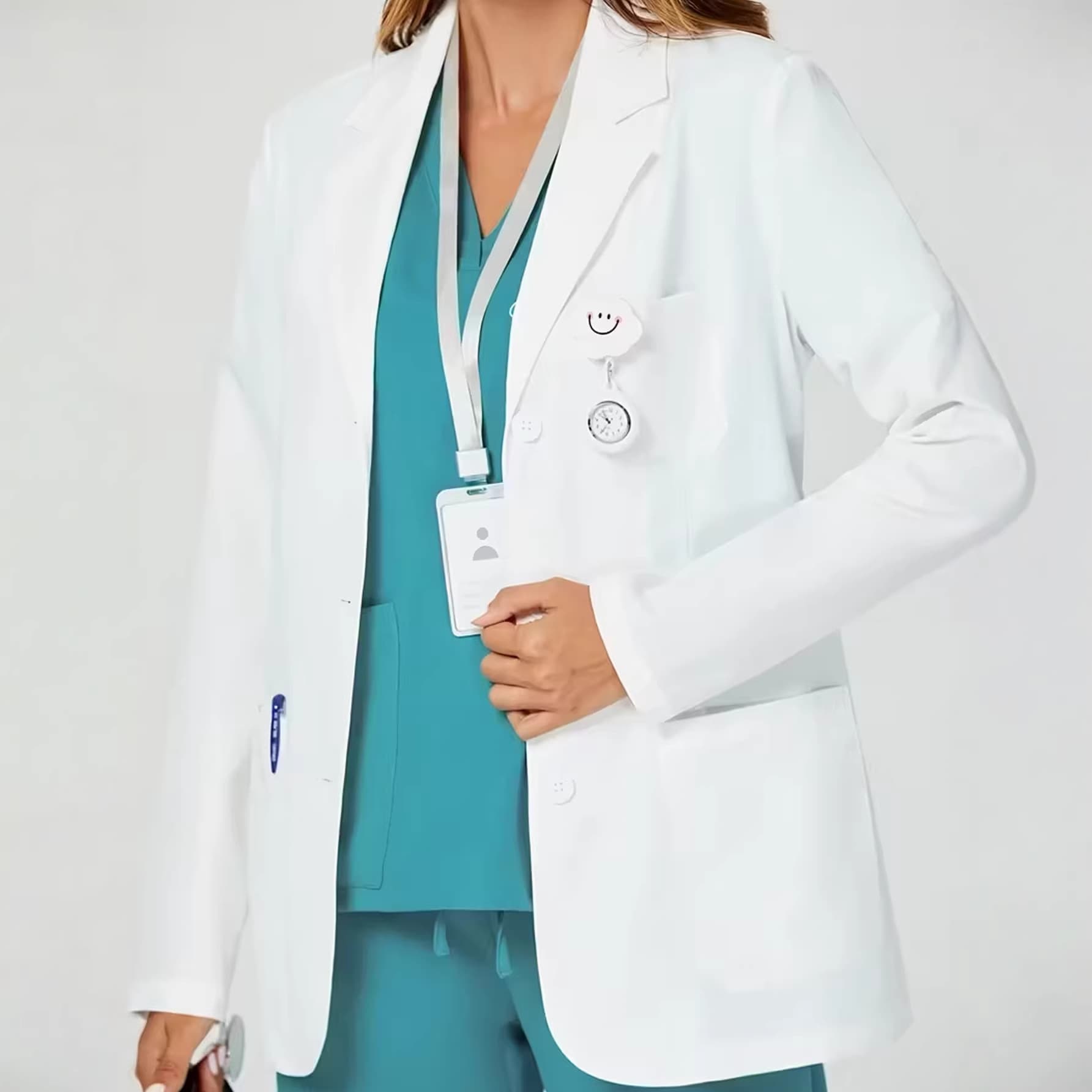 Korean Medical Aesthetic Consultant Workwear Long Sleeve Men's and Women's Medical Student White Coat Outerwear Role Play