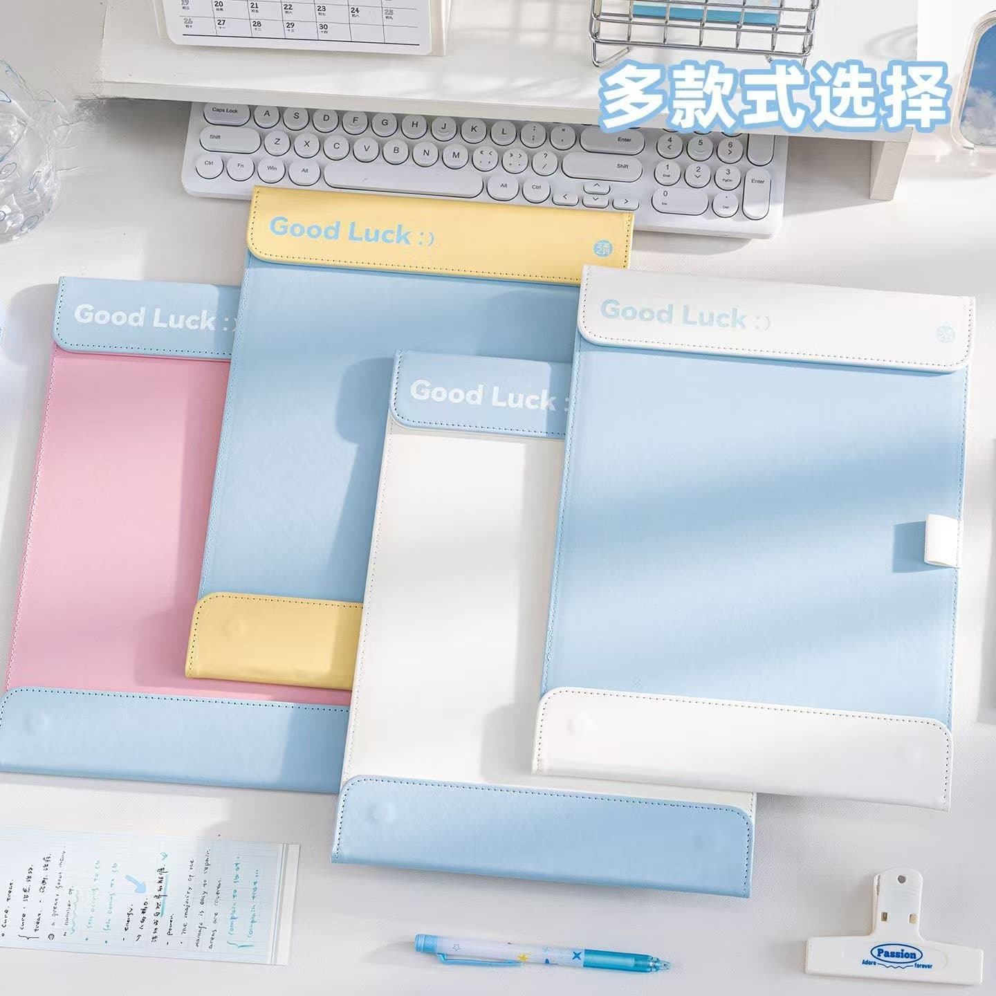 Cross-border contrast color board clip magnetic file clip with pen clip scale test paper clip writing pad a4 paper plywood information test
