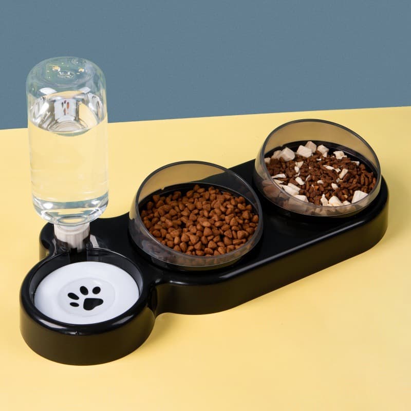 Automatic Pet Bowl Cat Drinking Water Dispenser Dual Bowl Cat Supplies Pet Feeder Plastic Material Cat Food Utensils