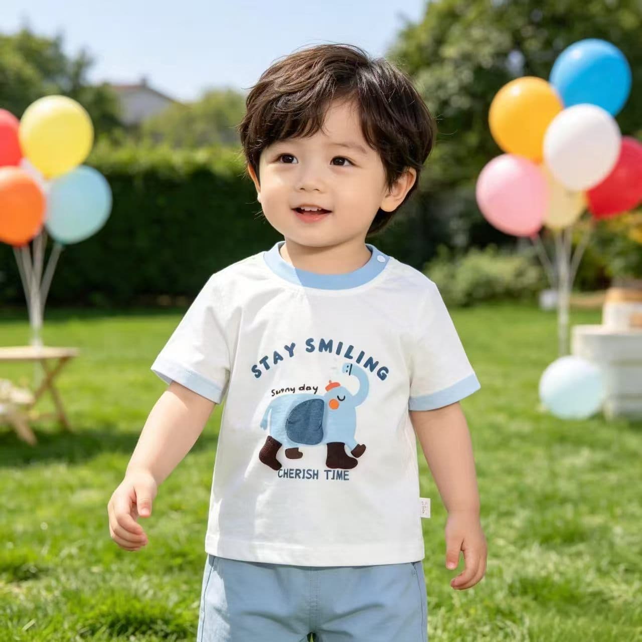Men's boys' short-sleeved elephant T-shirt boys' summer bottoming shirt baby baby summer top