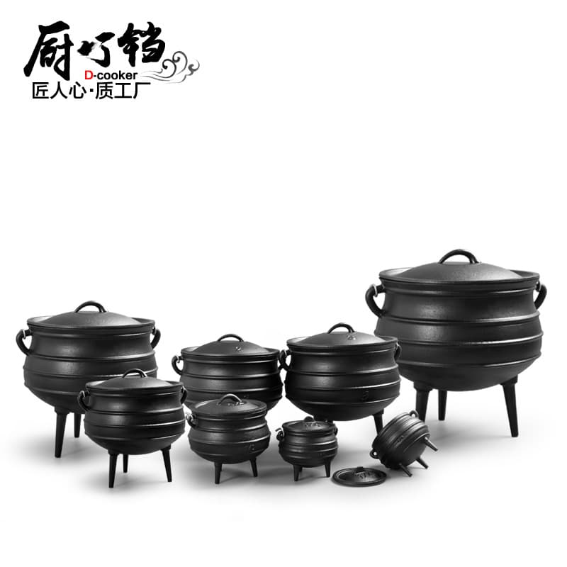 Cast Iron Tripod Pot Large Outdoor Camping Legged Stewing Cooking Bonfire Gathering South African Pot Picnic Cookware