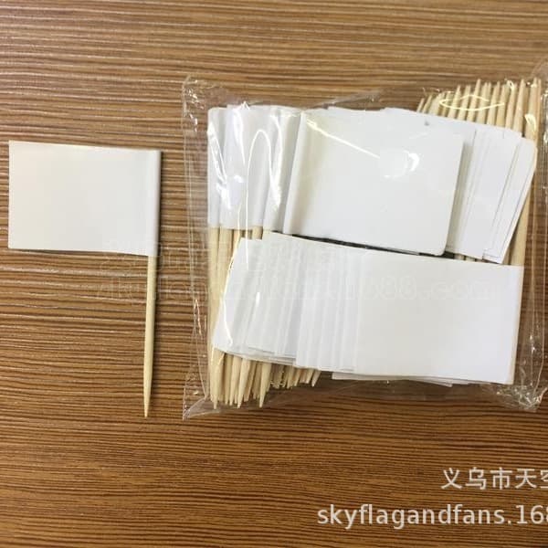 White Blank Toothpick Flags in Stock, Fruit Cake Burger Toothpick Flags, Kraft White Toothpick Flags, Logo Customizable