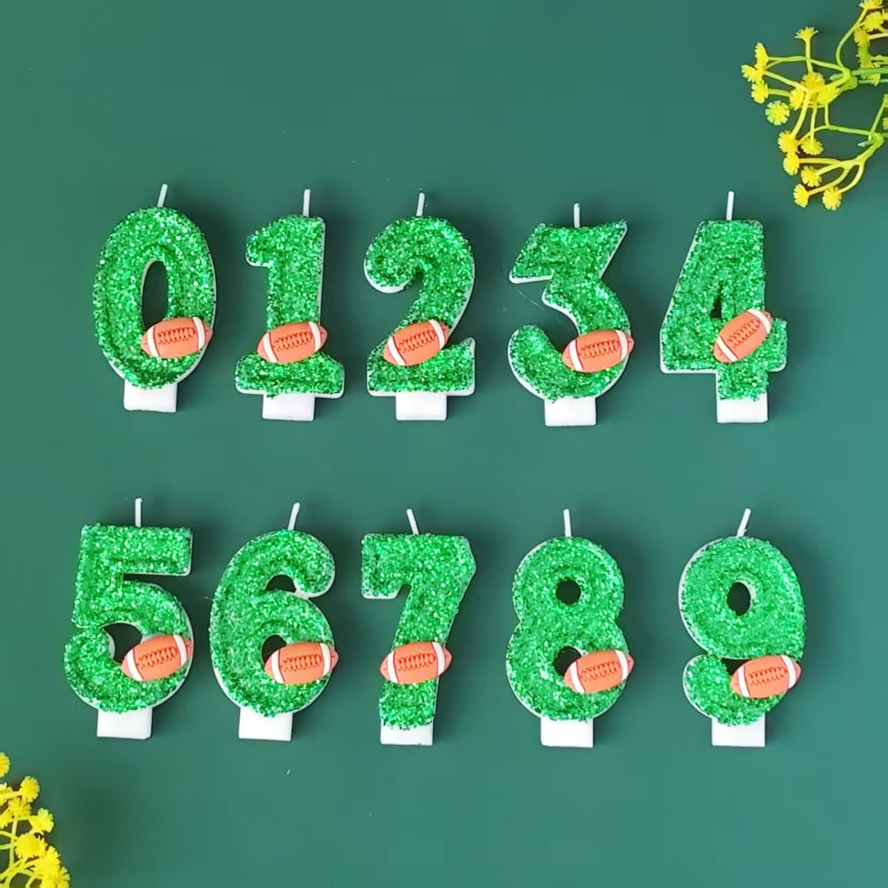 Football Decorative Creative Birthday Candle Green 0-9 Number Candle Cake Decoration Party Candle Amazon