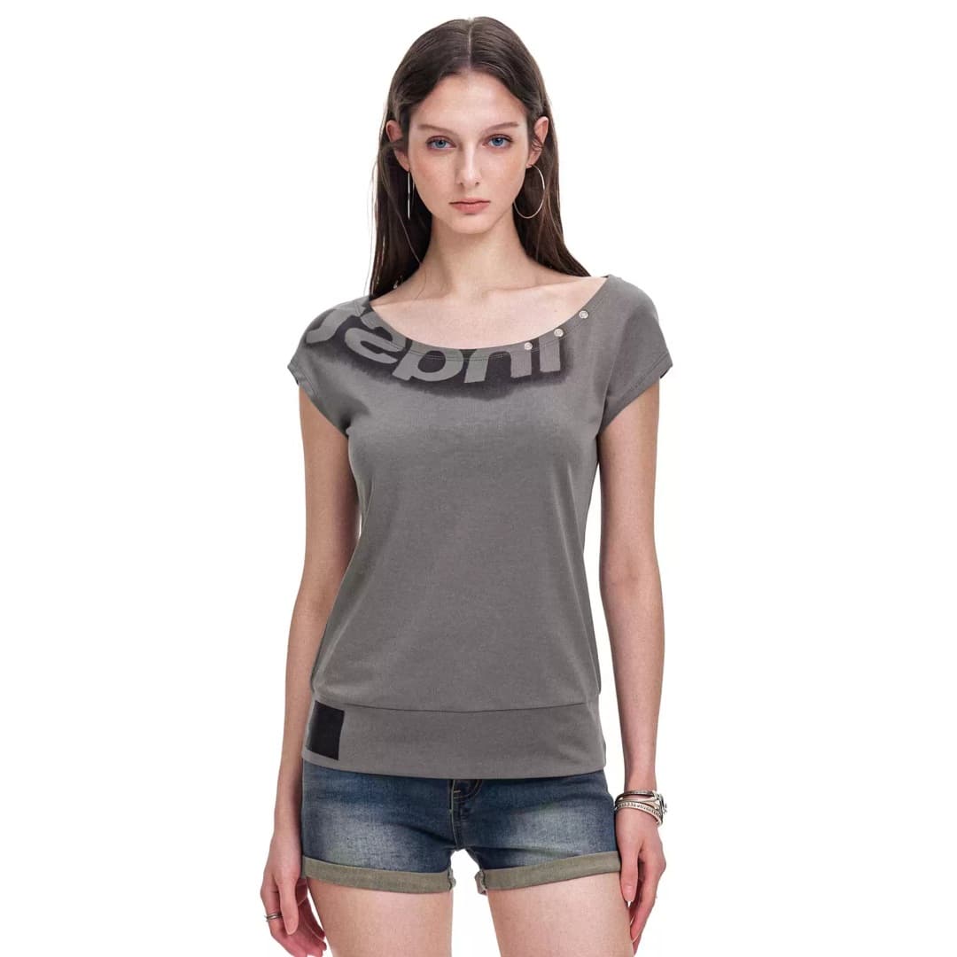 123Start Large Round Neck Off-Shoulder Two-Way Short Sleeve T-Shirt Women Slim Fit Korean Style Hot Girl Top Summer Chaoyue Same Style