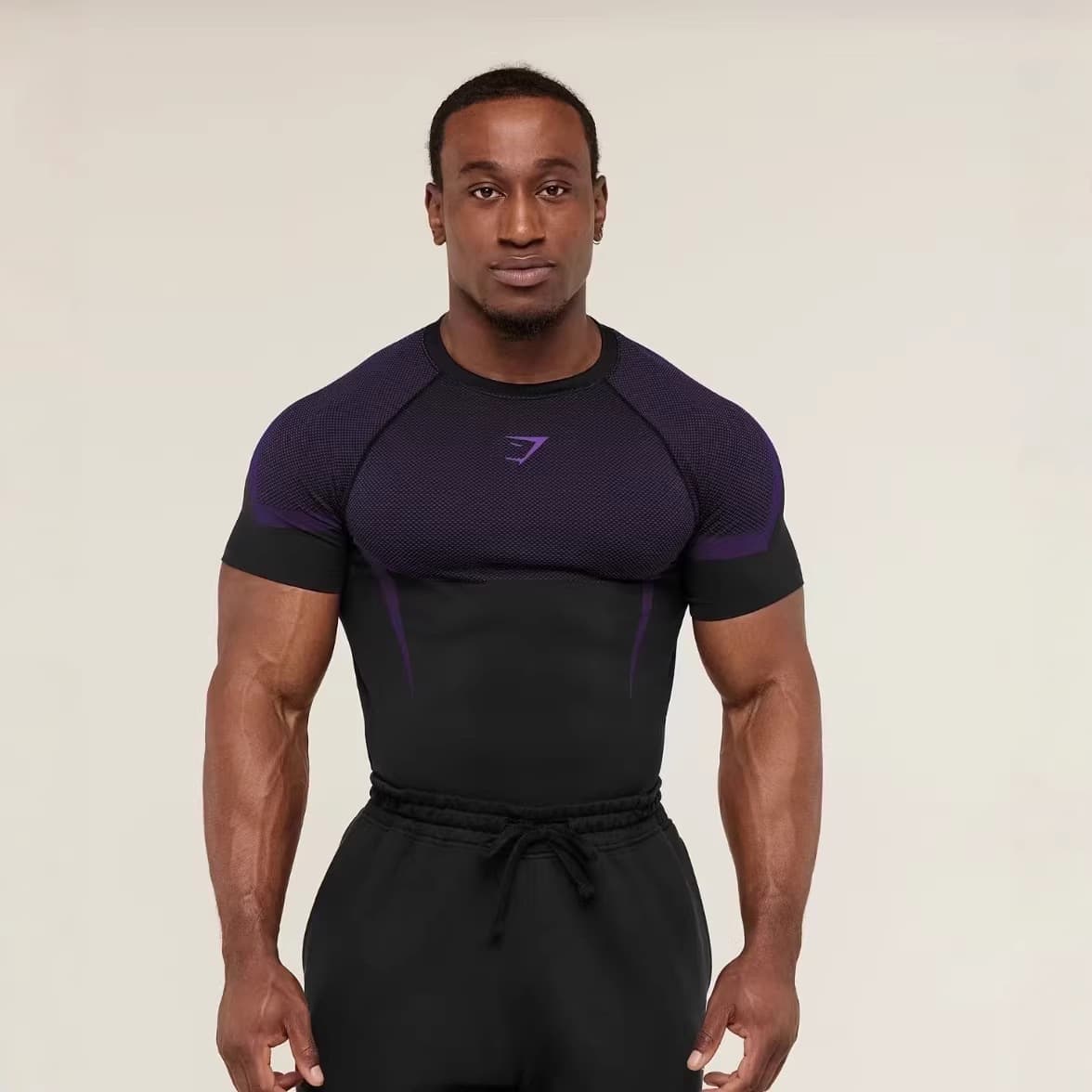 GYMSHARK/ONYX5 T-Shirt Breathable Stretch Crew Neck Short Sleeve Tight Training Top Quick-Dry Moisture-Wicking Cross-Border