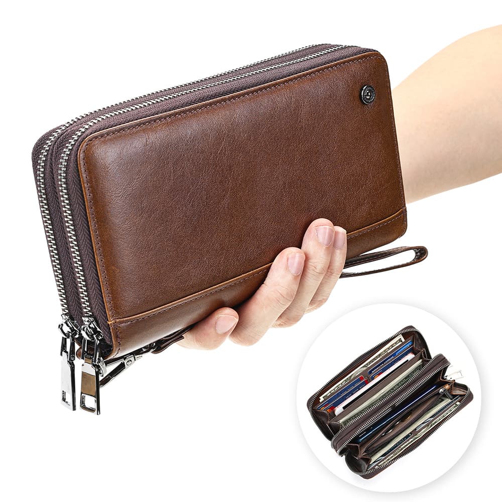 Cross-border Genuine Leather Large Capacity Multi-card Holder Clutch Bag High-end Business Long Wallet Men's Leather Wallet