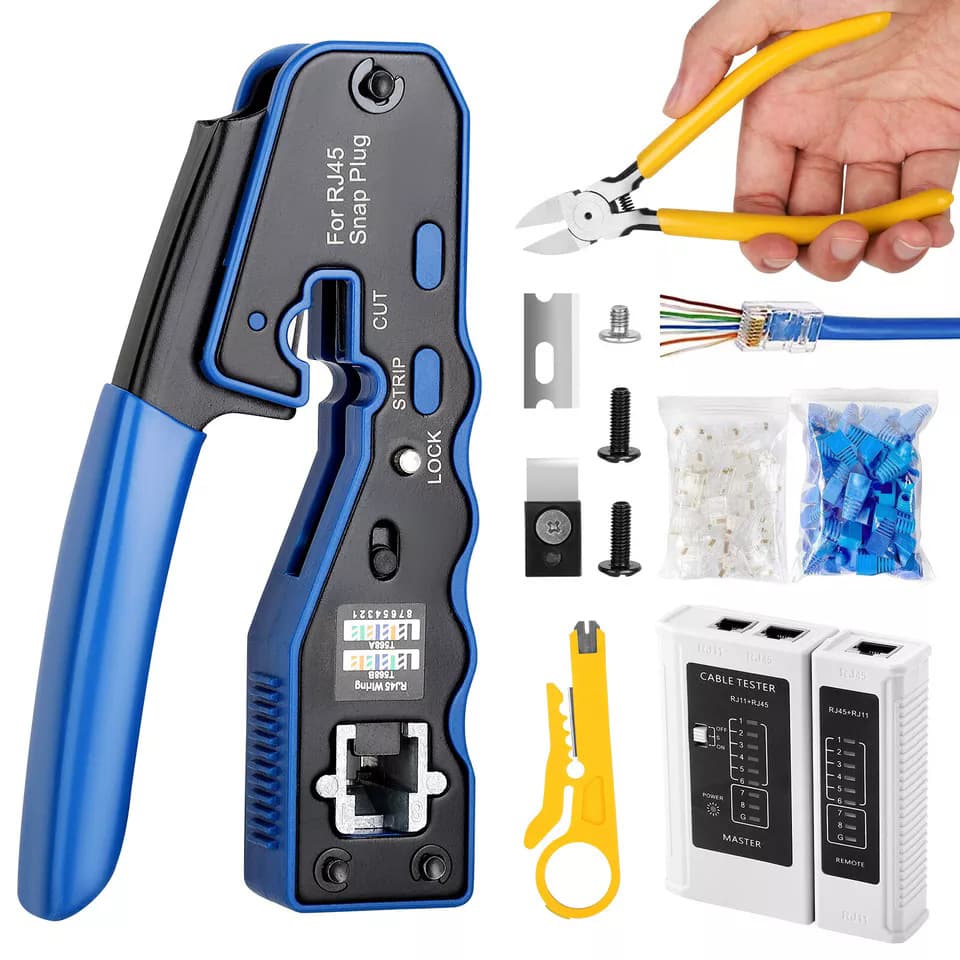 Industrial Grade Network Tool Set Crystal Head 8P Piercing Wire Crimping Pliers Multi Functional High Carbon Steel Force Saving
