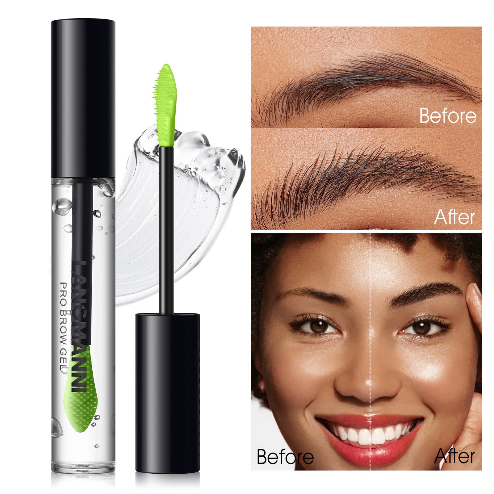 Langmanni New Shaping Eyebrow Gel Waterproof Color-Fixing Natural Wild Eyebrow Gel Cross-Border