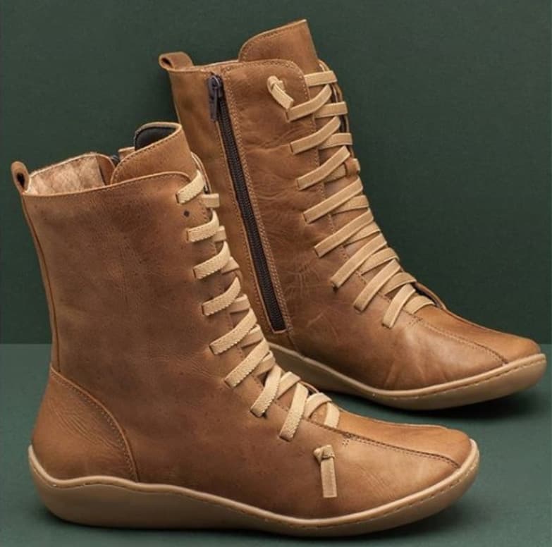 2022 Autumn/Winter In Stock Lace-up Casual Adhesive Shoes for Men, Round Toe, SGS Flat Heel, Mid-Calf, Brown Martin Boots