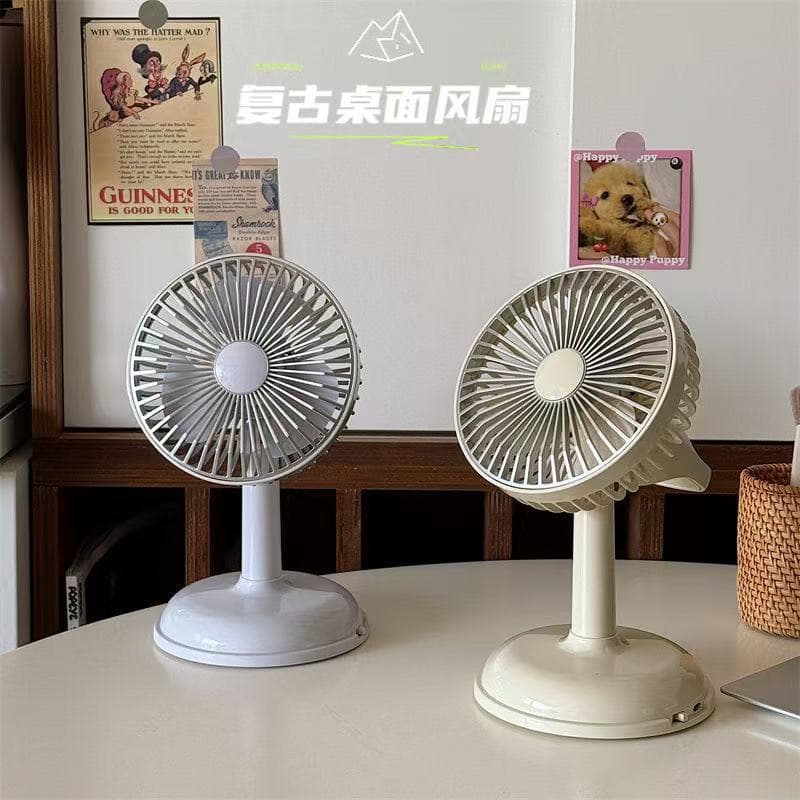 New cream style desktop fan rechargeable and battery portable usb retro simple small fan wholesale