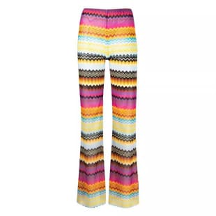 Mesh Beach Pants Zigzag Trousers Striped Wide-Leg Pants Beach Bikini Pants