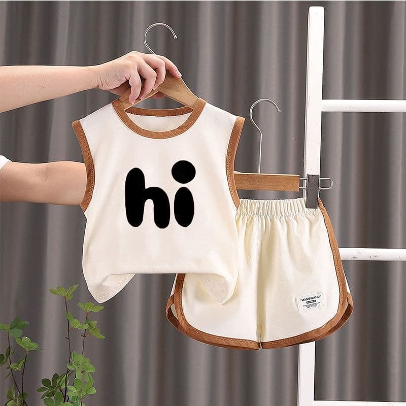 Boys Summer Cotton Tank Top Two-Piece Set New Casual Baby Sports Sleeveless Two-Piece Basketball Uniform Trendy Clothes