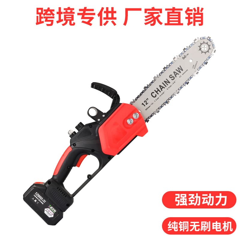 Brushless 12-inch lithium electric chainsaw, rechargeable electric tool logging pruning saw, industrial handheld lithium chainsaw
