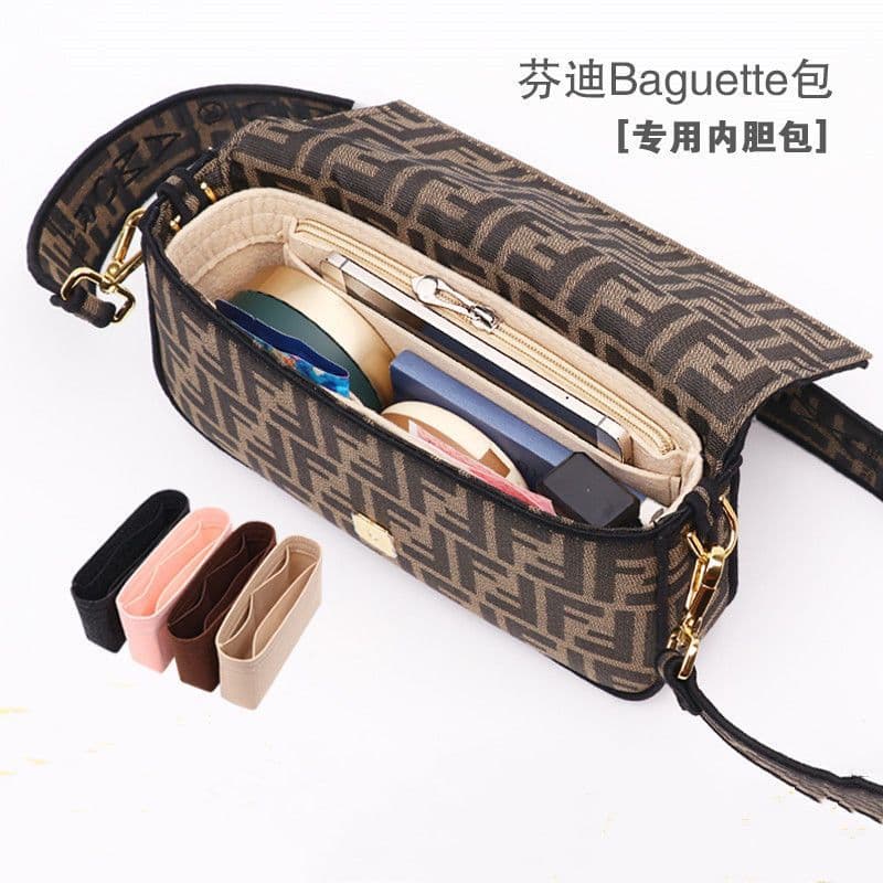 Compatible with Fendi BAGUETTE 19 26 33 Bag Organizer, Storage Baguette Liner, Fendi Bag-in-Bag Inner Pouch