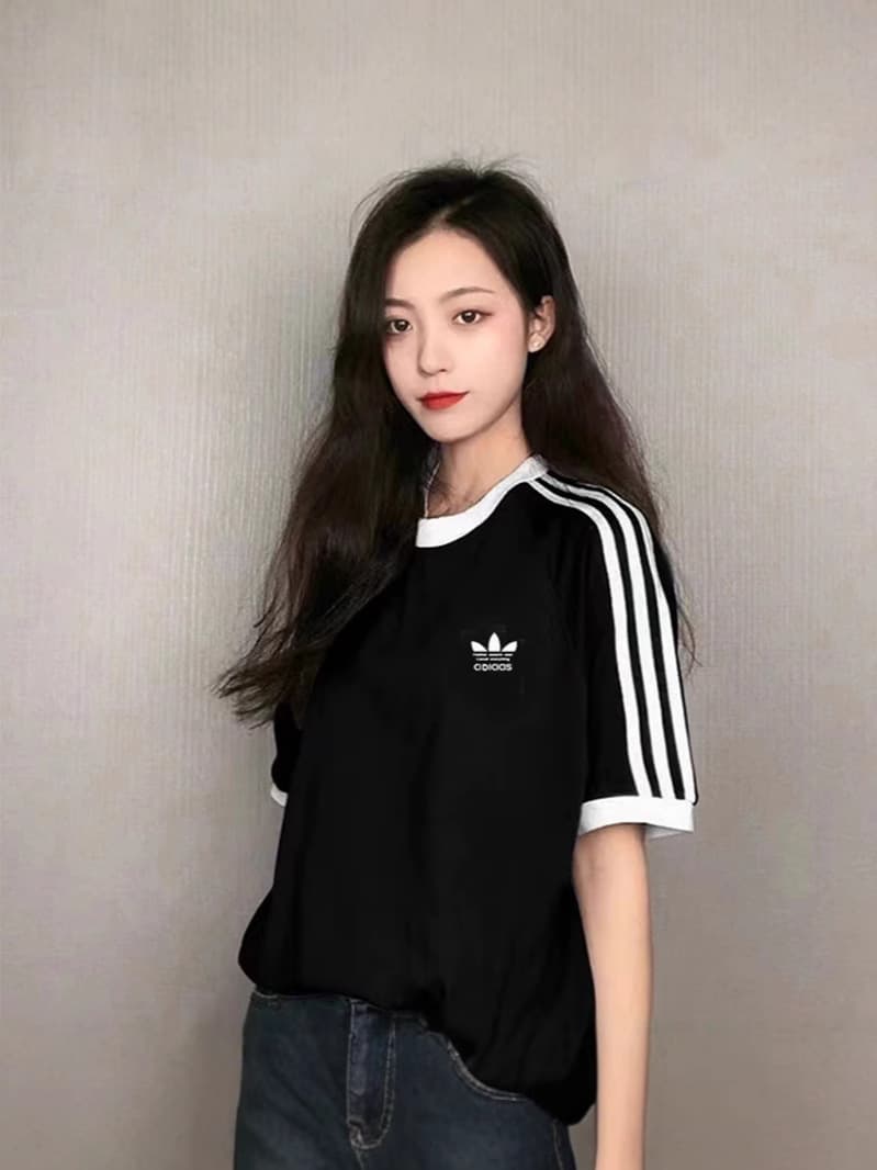 Clover Classic Embroidered Logo Crew Neck Short Sleeve T-Shirt Women's Sports Cotton Pullover