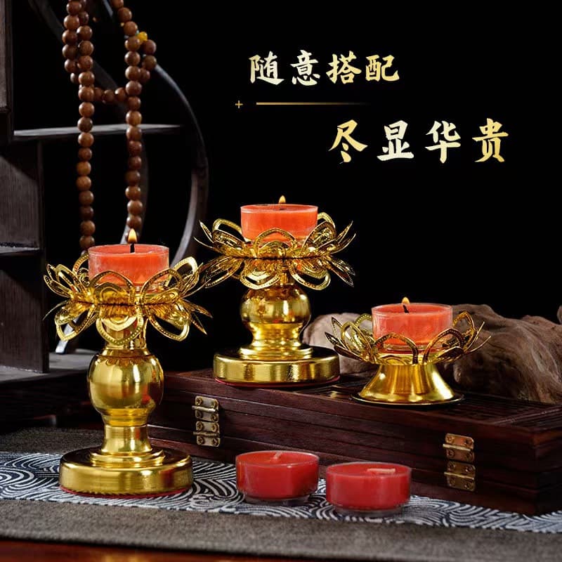 Alloy lotus-shaped lamp bases for butter lamps, Buddha offering candle stands, home shrine supplies, direct from the factory