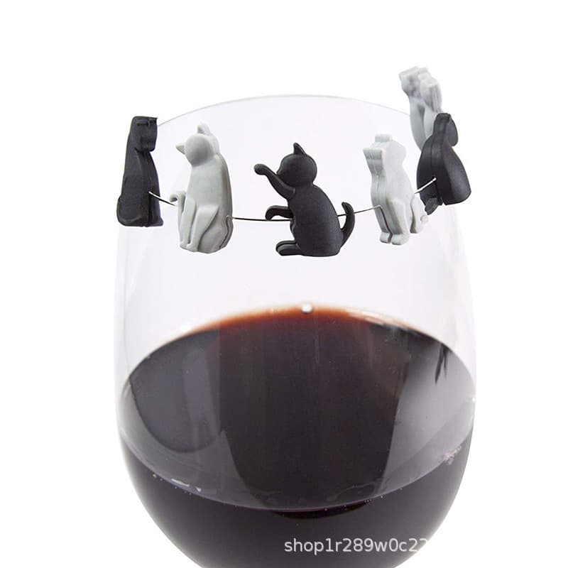 Kitty wine glass markers identifier cup cocktail decoration meow wine glass markers