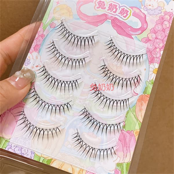 Rabbit Grandma W6 Black Extra-Dense Girl Group False Lashes! Idol Stage-Ready Full-Strip U-Shape Korean-Style Lashes for a Luxe Look
