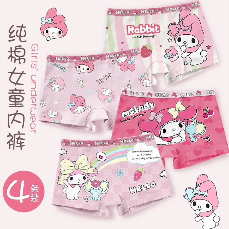 Class A Cotton Girls 4-Pack Panties Children Cotton Boxer Briefs Pure Cotton Big Girl Kids Toddler Underpants