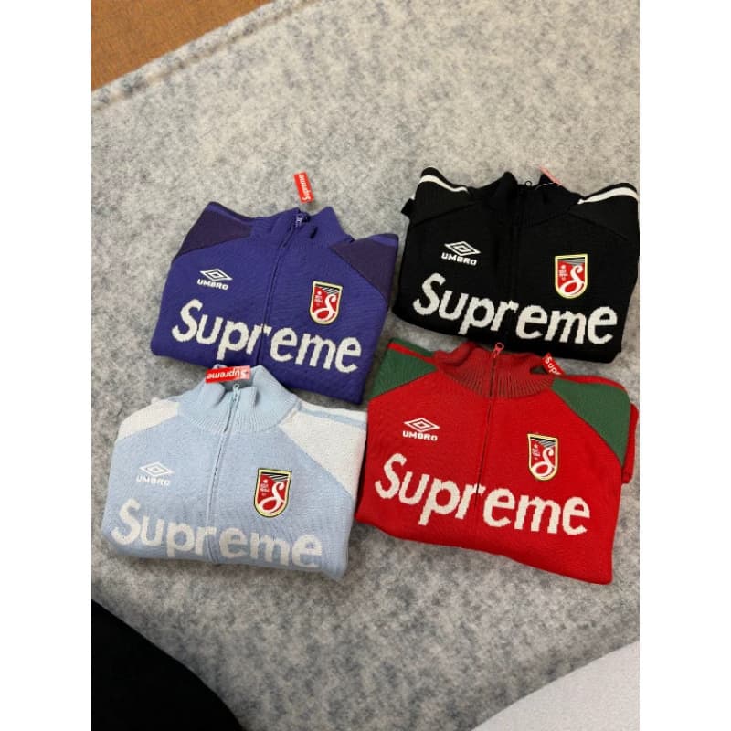 SUPREME UMBRO joint sweatshirt jacket black red light blue purple ZIP UP cardigan