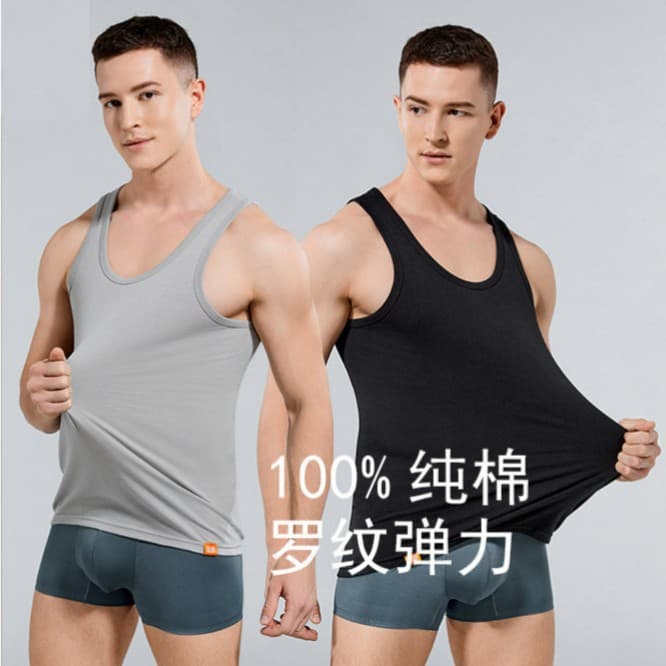 Men's Summer Combed Cotton Vest, Sleeveless Undershirt, Tank Top for Middle-aged and Elderly, Pure Cotton Casual Base Layer